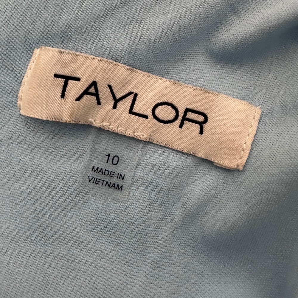 Taylor Womens Blue White Tweed Checkered Belted Sleeveless Shift Dress Size 10 - Picture 6 of 8